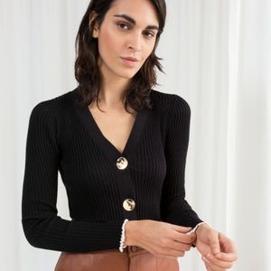 & Other Stories Fitted Cotton Blend Cardigan